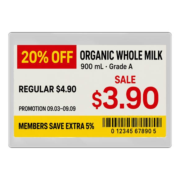 DP0750 white-bezel promotion price display